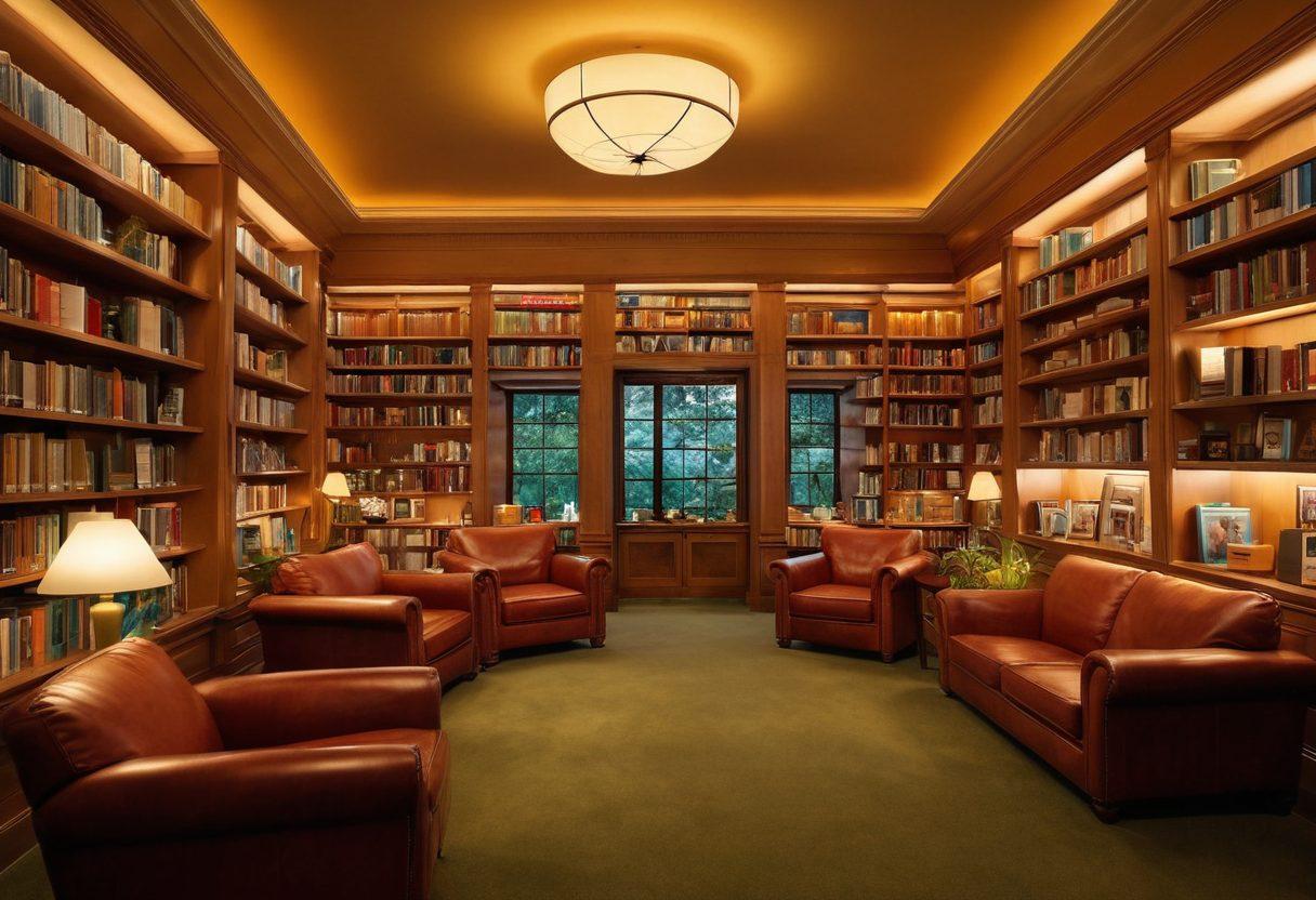 A serene library filled with glowing books, symbolizing knowledge, surrounded by diverse patients engaged in collaborative discussions with healthcare professionals. Include comforting elements like soft lighting, plants, and supportive posters on the walls, emphasizing unity and empowerment in research and treatments. The atmosphere should radiate warmth and hope. vibrant colors. super-realistic.